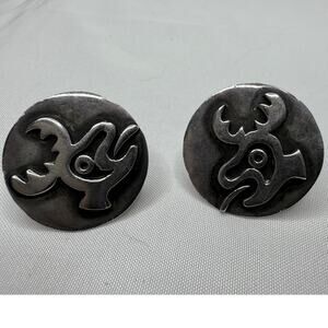 Vintage 1950s Artes de Mexico Taxco Sterling Silver Earrings Modernist Deer